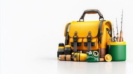 Obraz premium Fishing Bag with Yellow Highlights. Generative AI