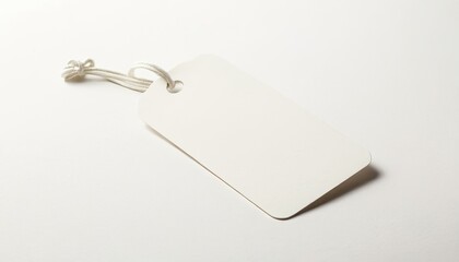 White clothing hang tag mockup blank paper cardboard price label tag with rope with sopy space

