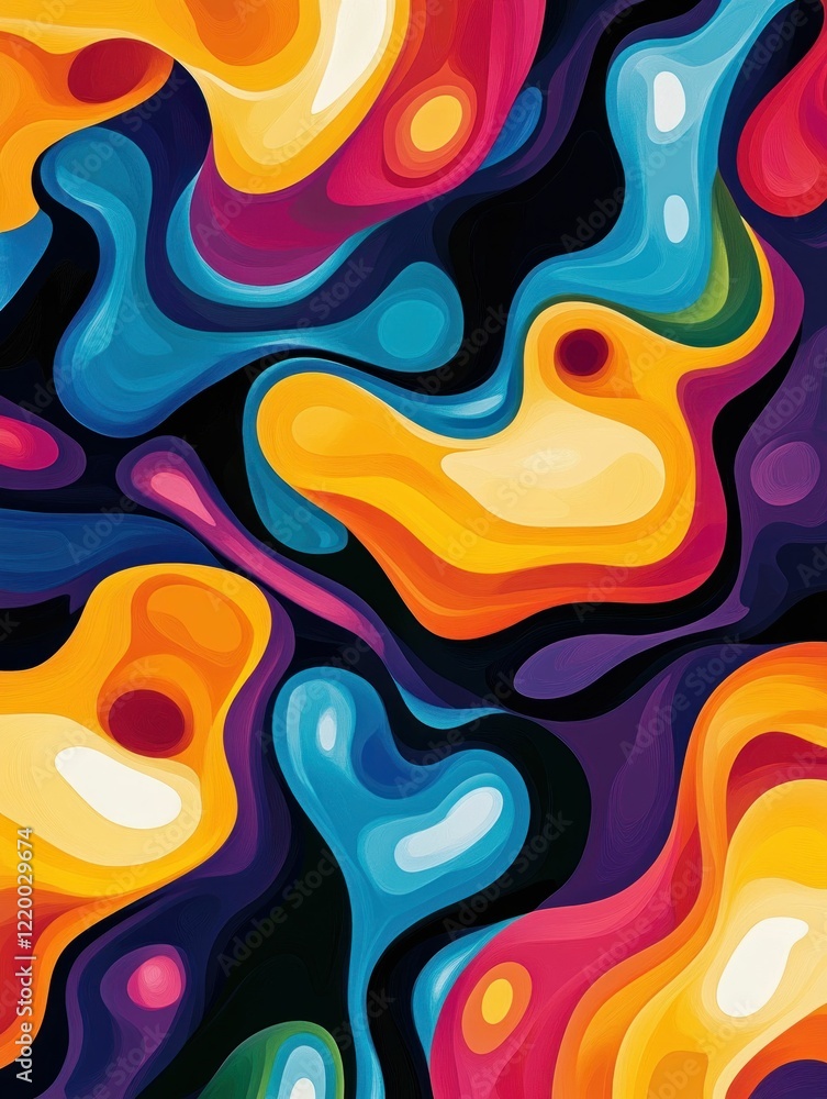 Poster colorful abstract vector with fluid shapes and vibrant gradients on a dark background