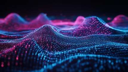Abstract Pink And Blue Digital Wave Landscape