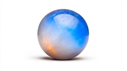 Obraz premium Moonstone Sphere with Blue and Orange Hues. Generative AI