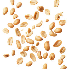 Tasty and nutritious peanuts isolated on transparent white background, clipping path