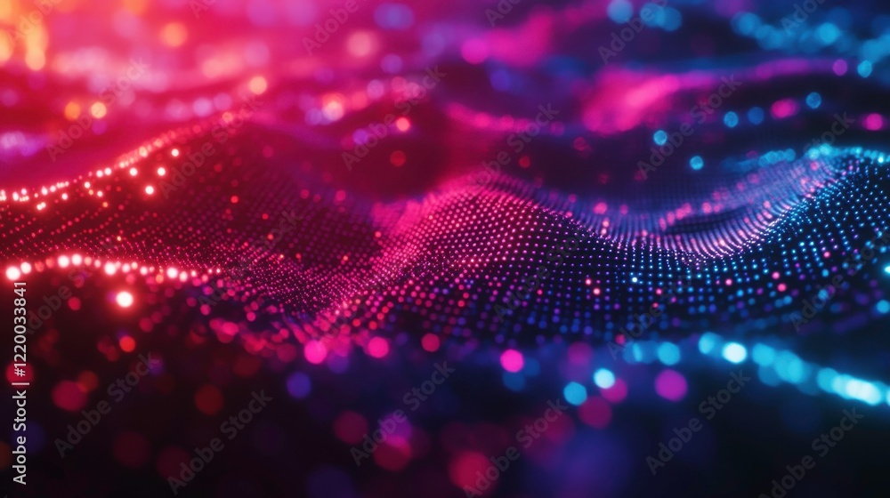 Poster vibrant pulsating patterns in bright colors and light