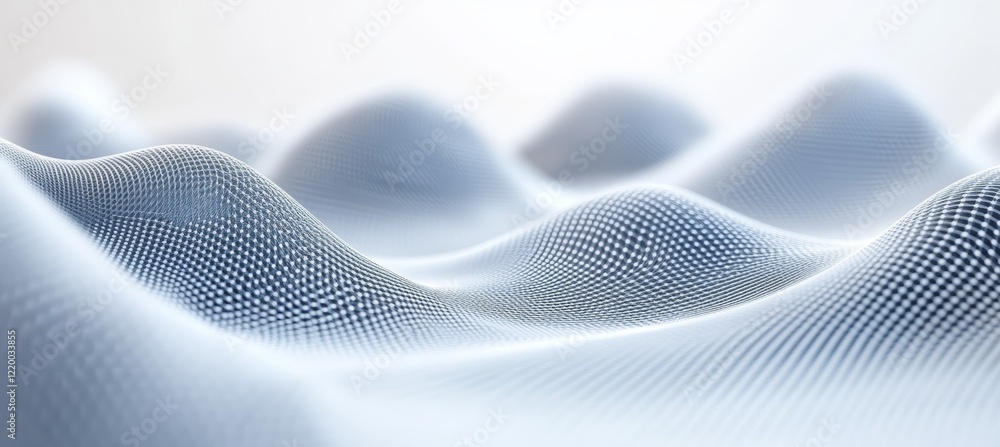 Fototapete White data graph wave terrain. Wireless blockchain network transfer. Generative AI technology.	
