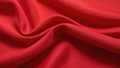 Obraz premium red silk fabric background, view from above. Smooth elegant black silk or satin luxury cloth texture can use as abstract background with copy space, close-up