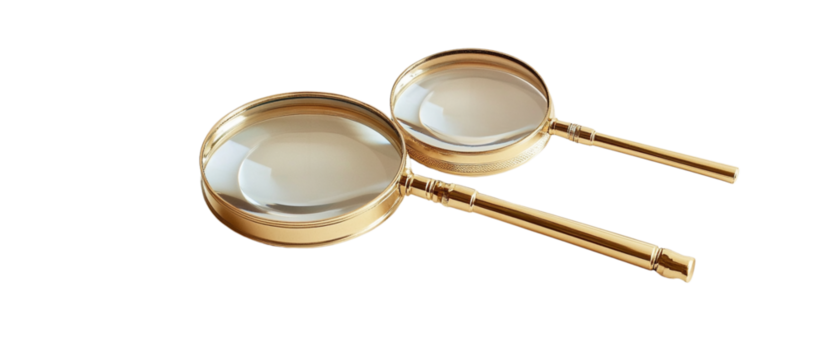 Two magnifying glasses on a transparent background png