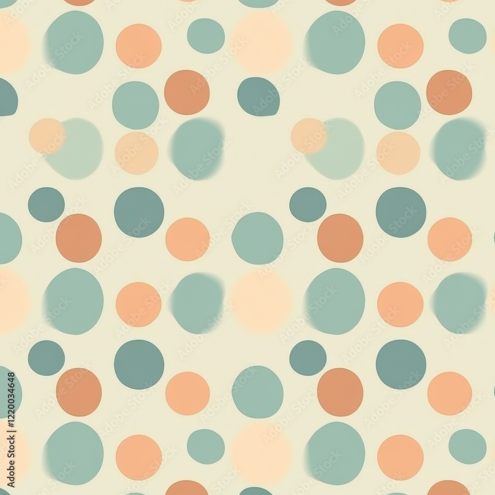 Poster retro polka dot pattern with pastel colors and minimal abstract design