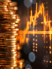 coin background finance graph investment bar data growth success stock market technology currency reports, virtual online banking, Wealth money bitcoin return profits business fund analysis money