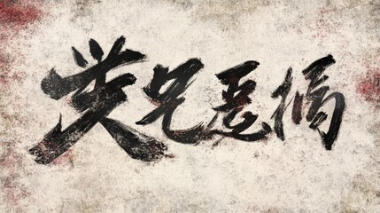 Ancient Chinese Calligraphy Art Brushstrokes on Textured Background