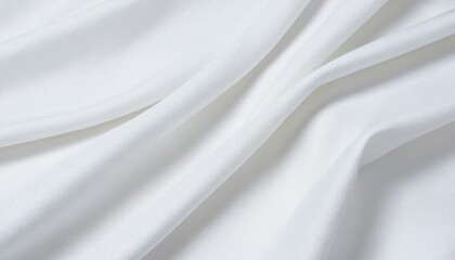 Pure white satin cloth with crease waves and silky drape fabric pattern wallpaper background
