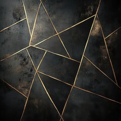 Luxurious Dark Abstract Geometric Pattern with Golden Metallic Accents