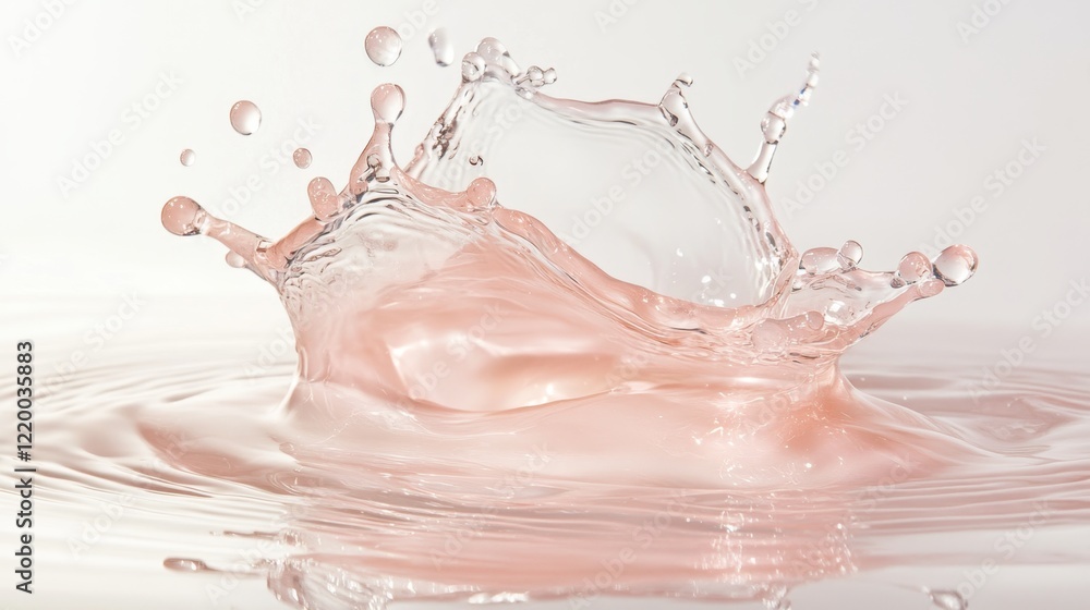 Poster water splash displaying droplets in soft light with gentle waves