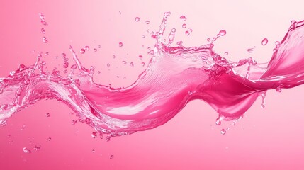 Flowing pink water splash on soft gradient background