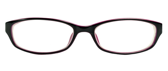 Fashionable rectangle eyeglass frame isolated on white background