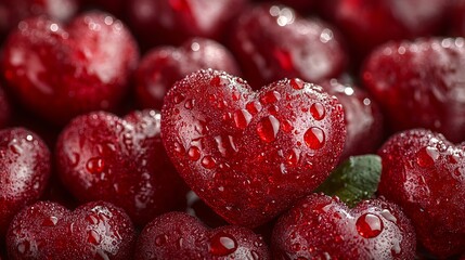 Vibrant valentine's day red hearts on colorful, hyper-realistic background