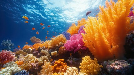 Illuminated Vibrance: 3D Rendering of a Luminous Underwater Coral Reef Ecosystem