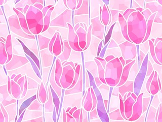 チューリップのシームレスパターン　B-8