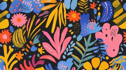 Vibrant Abstract Floral Pattern Bold Colorful Design