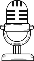 Podcast Doodle Symbol. Flat Vector Illustration on White Background