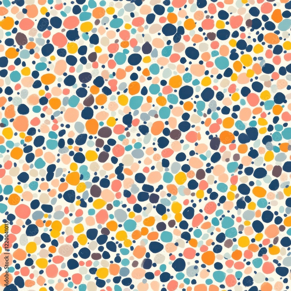 Poster colorful abstract geometric pattern with repeating shapes and dots in vibrant hues