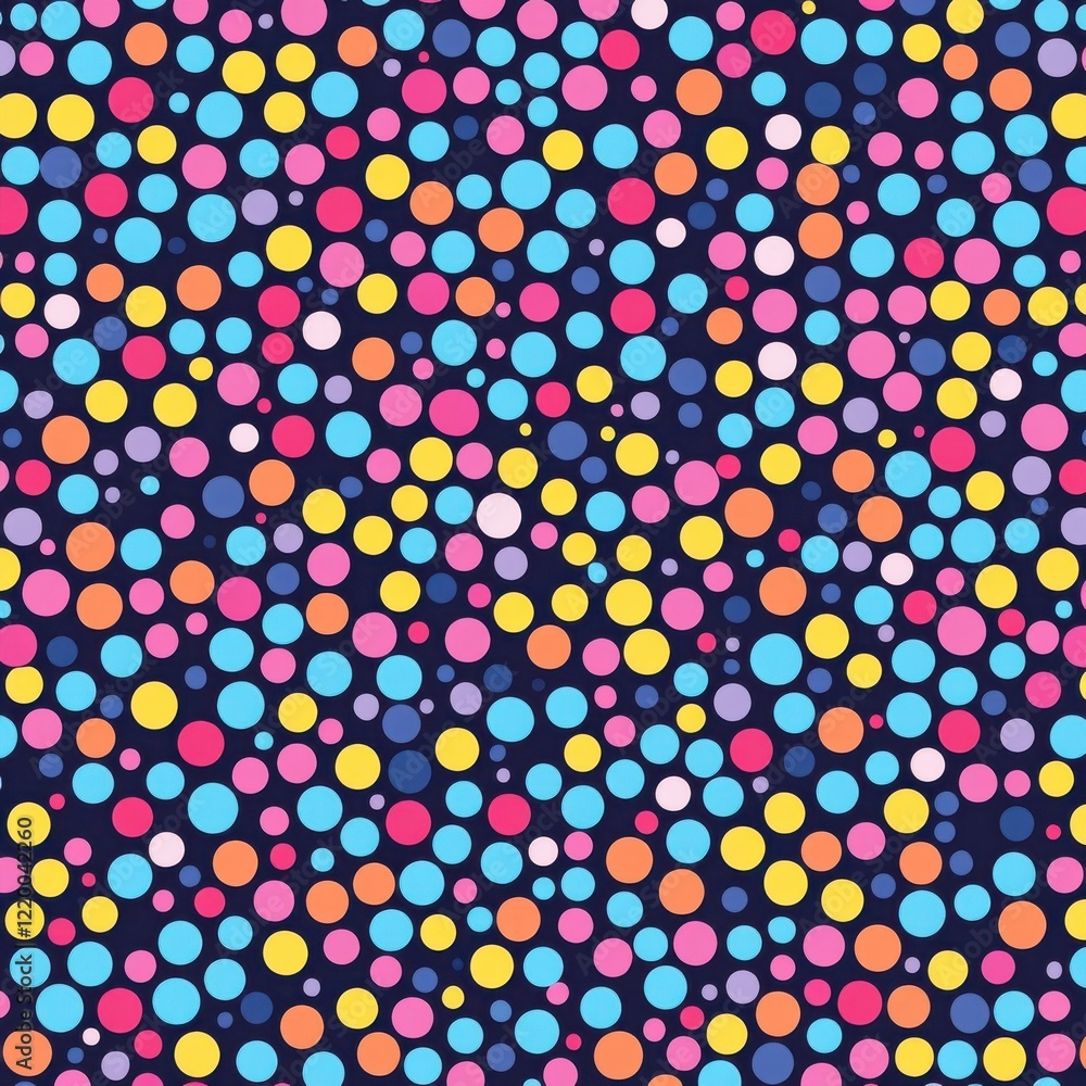 Poster vibrant polka dot abstract pattern with colorful retro dots and geometric shapes