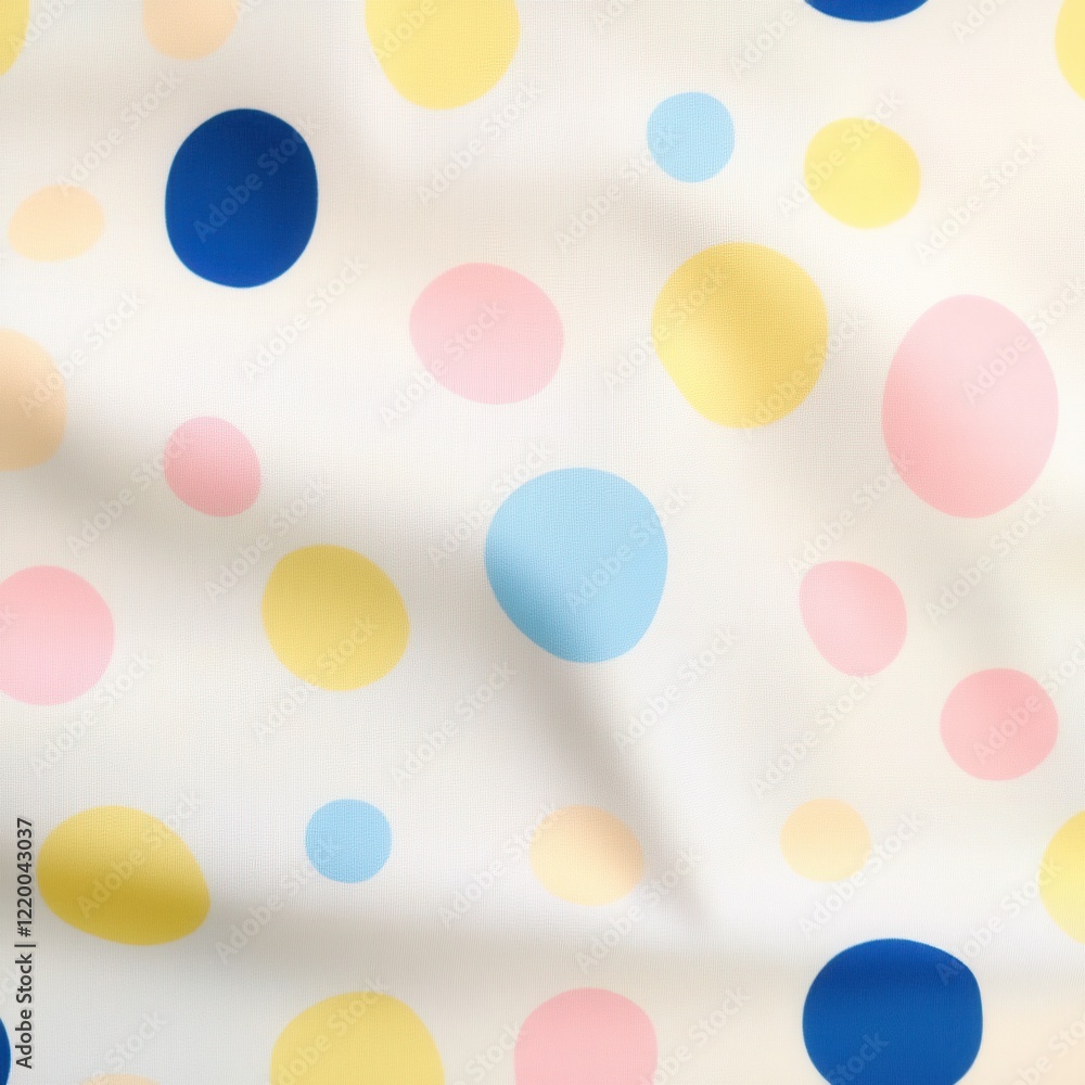 Poster pastel colored abstract dotted background with playful geometric shapes and spherical patterns