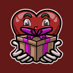 Love Give a Gift Mascot Vector Illustration is perfect for your brand business