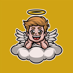 Cupid God of Love In The Clouds Mascot Vector Illustration is perfect for your brand business