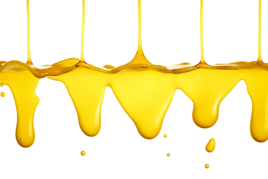 Yellow Paint Droplets Running Down Wall Isolated for Creative Design