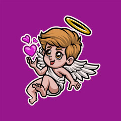 Cupid God of Love Playing Love Mascot Vector Illustration is perfect for your brand business