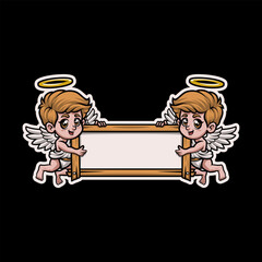 Couple Cupid God of Love Mascot Vector Illustration is perfect for your brand business