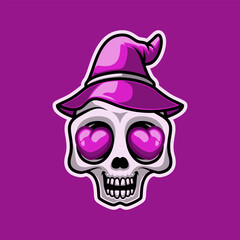 Cute Witch Skull Head In Love Mascot Vector Illustration is perfect for your brand business