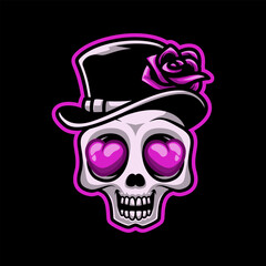 Cute Retro Skull Head In Love Mascot Vector Illustration is perfect for your brand business