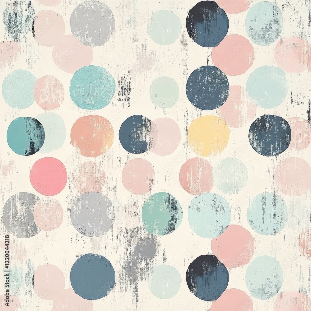 Poster retro brush stroke circles and dots abstract textured background