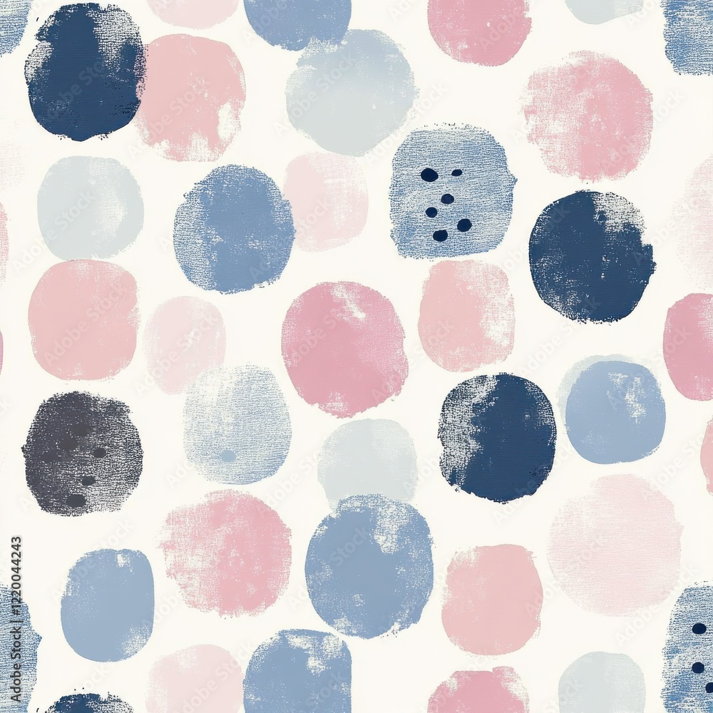 Poster trendy pastel abstract shapes pattern with playful dots blobs and brushstrokes in soft colors