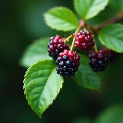 Dark clusters of berries in Ligustrum vulgare foliage, ligustrum, blackberries, leaf litter