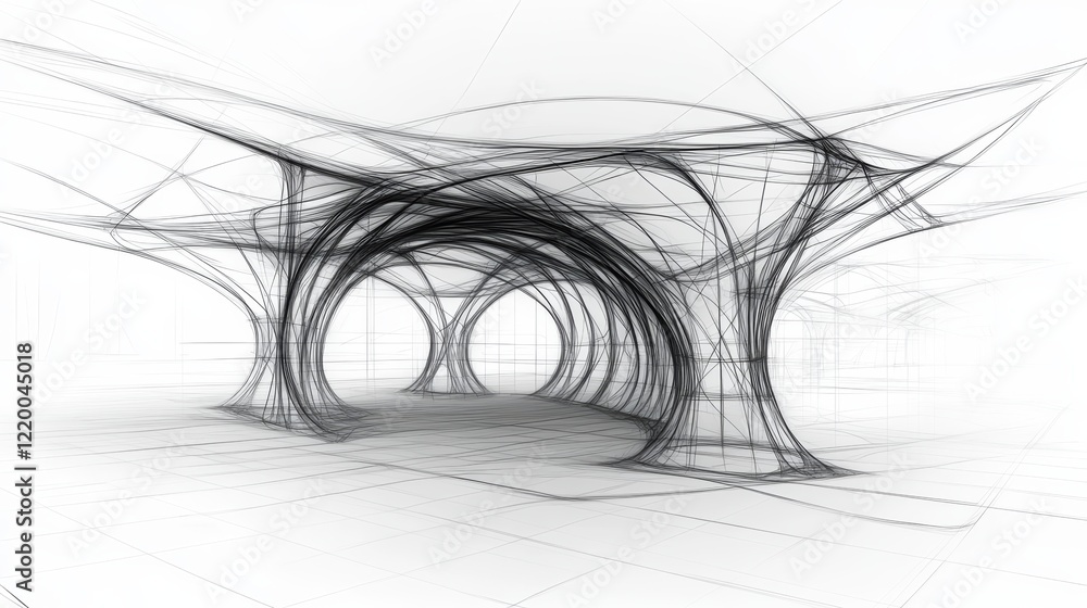 Aufkleber architectural design sketch abstract curving structure
