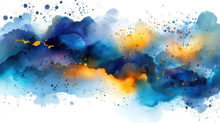 Obraz premium Colorful watercolor gradient with bold golden yellow highlights and aqua tones