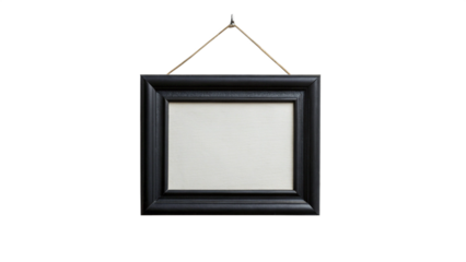 A vintage-style black frame on a modern white brick wall