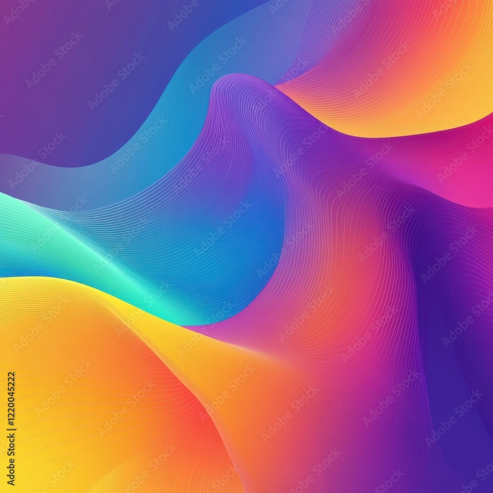 Poster fluid gradient shapes in dynamic motion mesmerizing vibrant abstract digital art backdrop