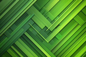 Abstract Green Gradient Background with Overlapping Geometric Shapes and Lines