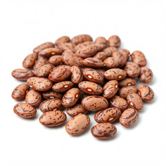 Obraz premium brown speckled beans on white background food photography stock image