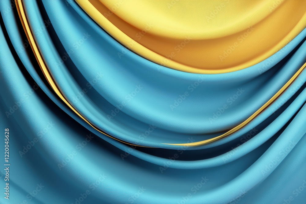 Poster modern abstract design with flowing blue and yellow lines in textured background