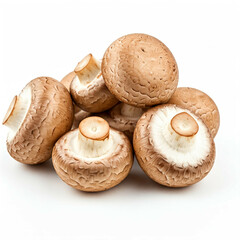 brown cremini mushrooms on white background