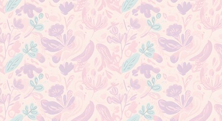 Simple, hand-drawn floral elements in soft colors, perfectly tiled for seamless use