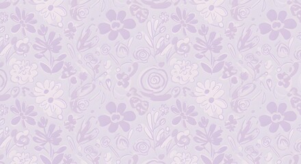 Simple, hand-drawn floral elements in soft colors, perfectly tiled for seamless use