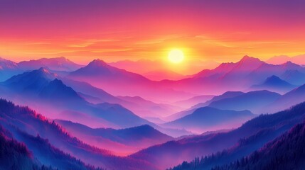 Obraz premium Sunrise Serenity: Abstract Textured Art of Majestic Mountain Range