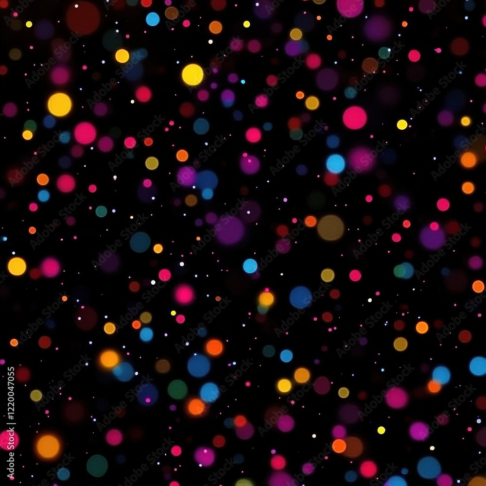 Poster colorful glowing bokeh spheres luminous abstract background with vibrant polka dot pattern