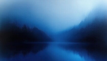 Fototapeta premium Abstract Landscape in Deep Blue and Black with Dreamlike Atmosphere