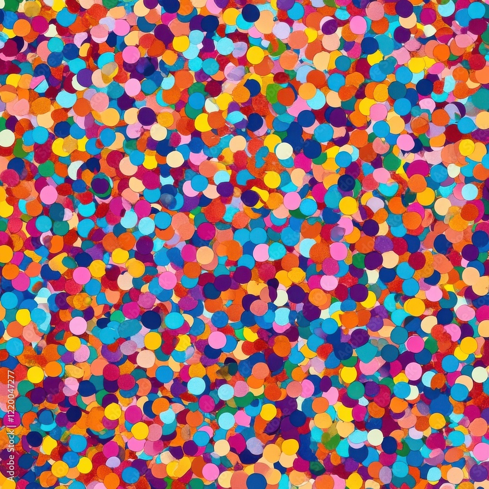 Poster exploding confetti of vibrant colors and playful patterns